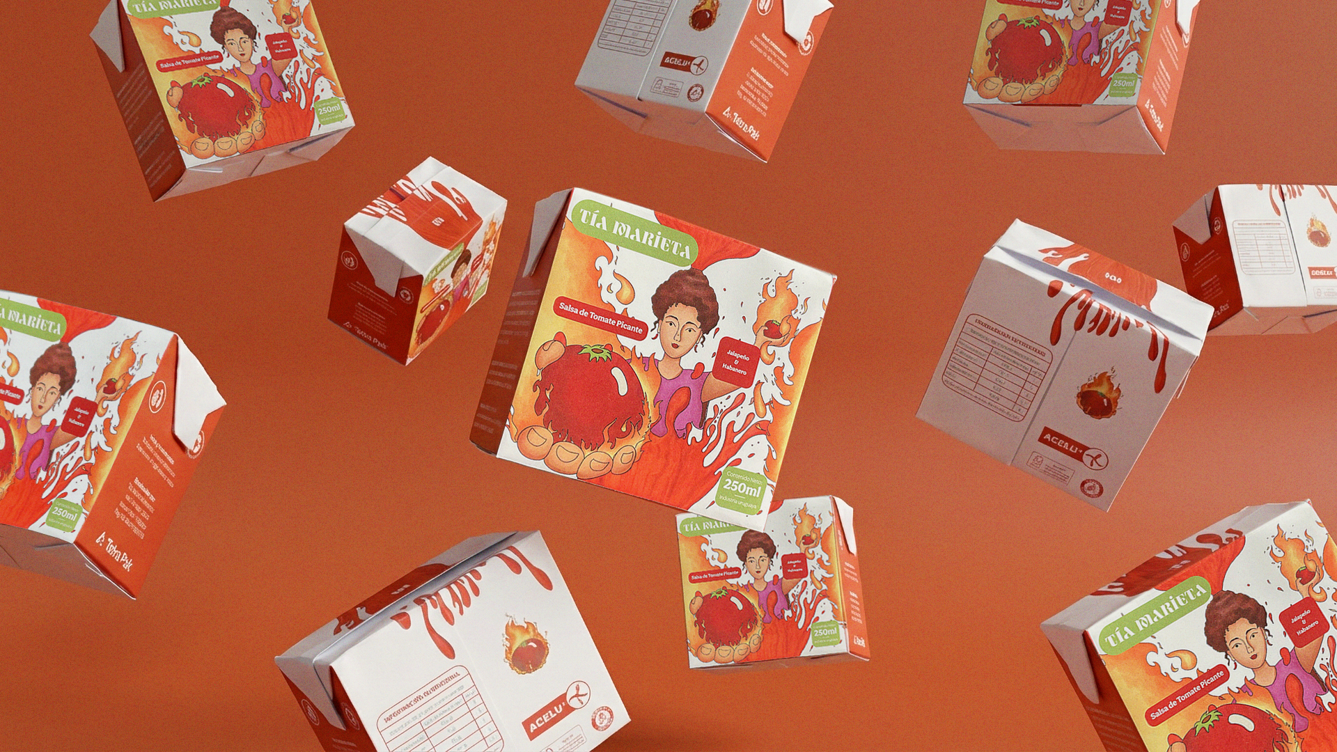 Tía Marieta branding detail showing label and visual identity